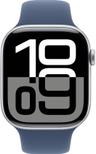 Apple Watch Series 10 (GPS) - 64 Go - 42 mm - Argenté Boîtier en aluminium with Denim Caoutchouc Bracelet sport - Taille unique