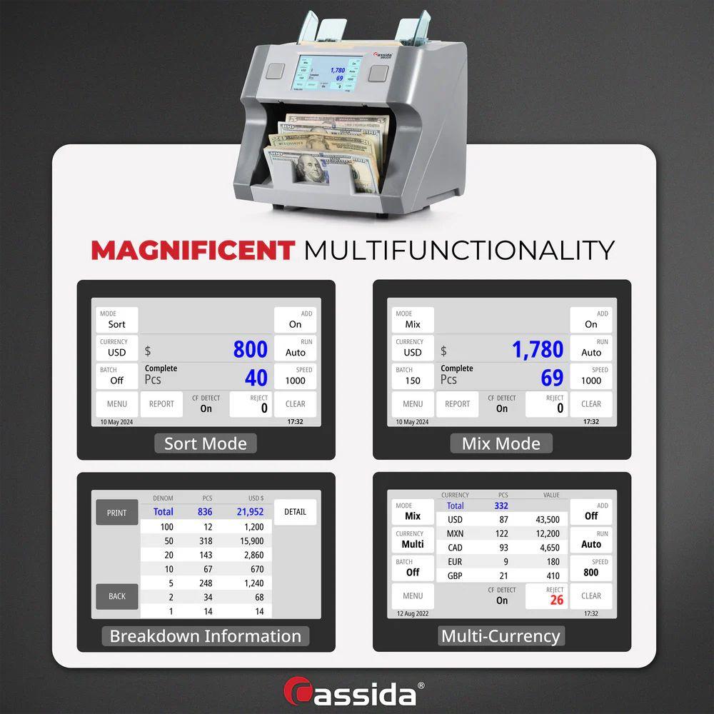 Cassida 8800R V2 Mixed Bill Counter reconditionné - Reebelo France