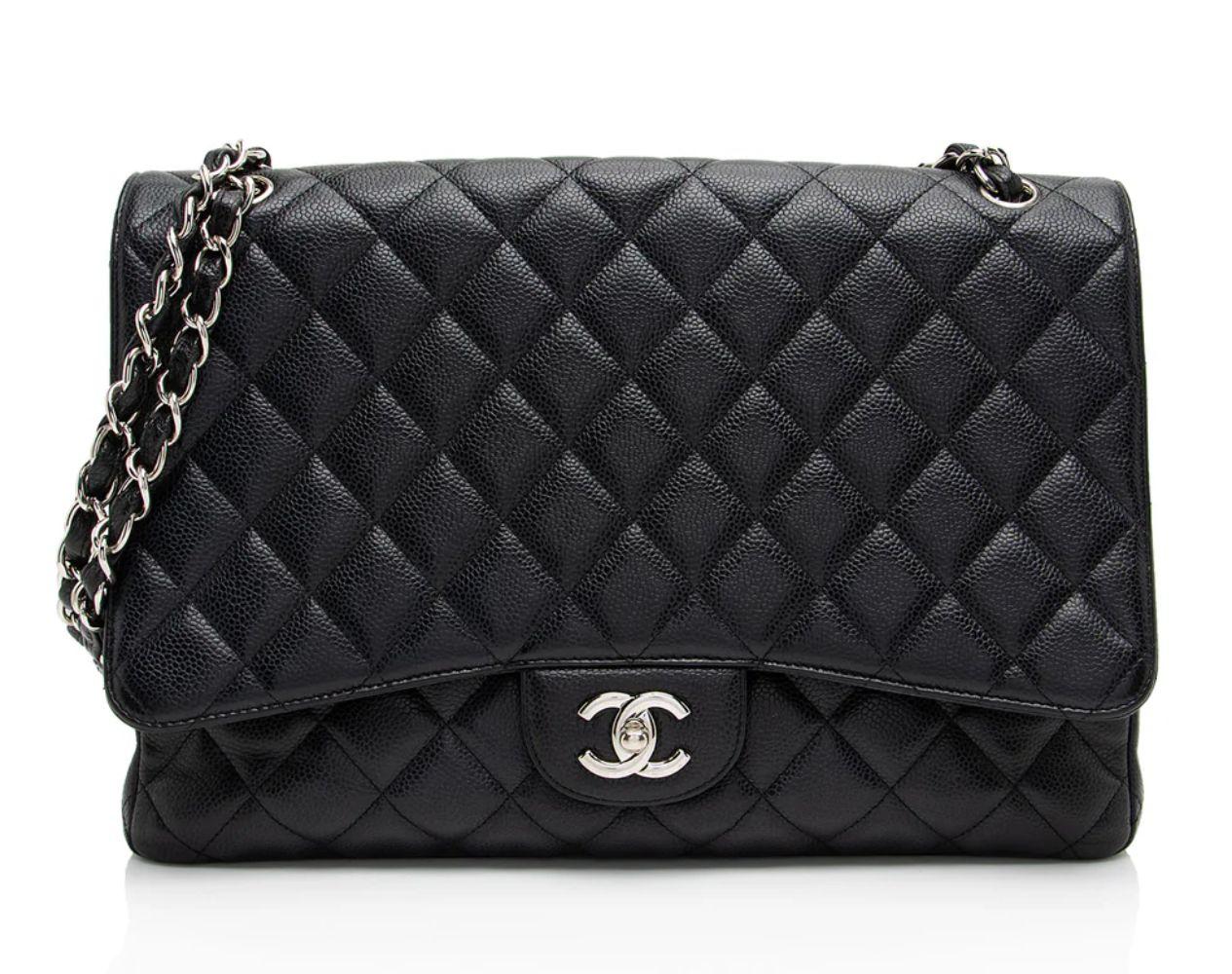 Chanel Caviar Leather Classic Maxi Single Flap Bag reconditionné - Reebelo France