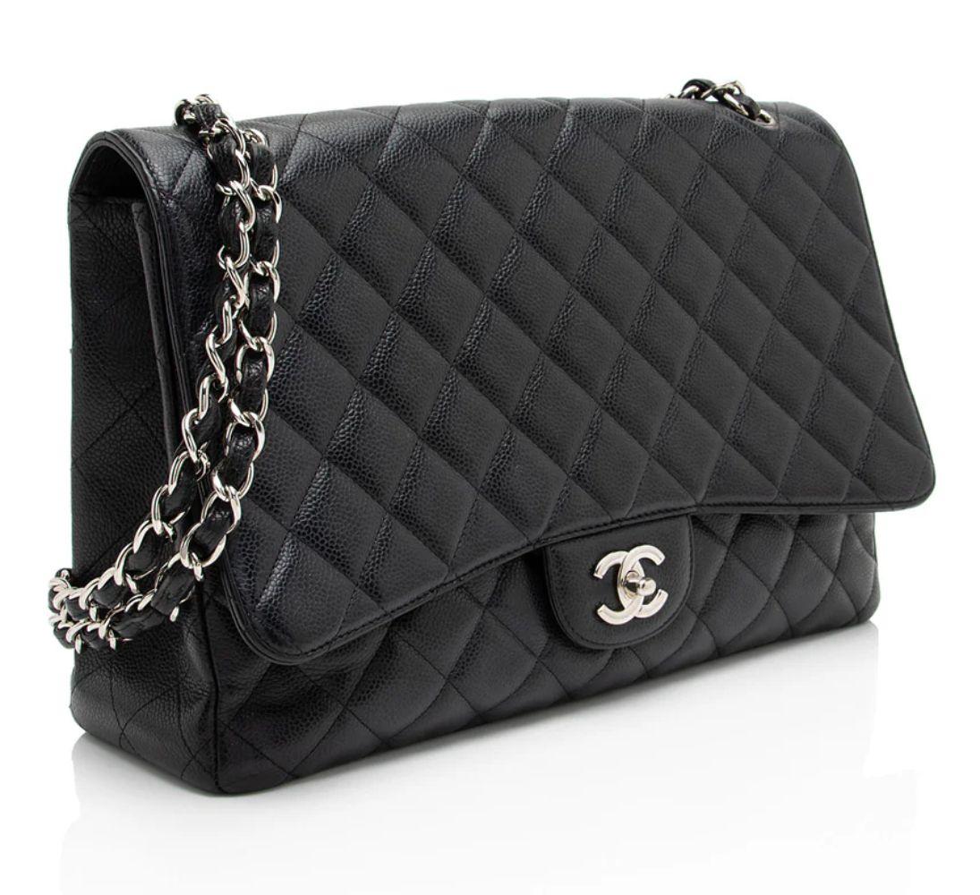 Chanel Caviar Leather Classic Maxi Single Flap Bag reconditionné - Reebelo France