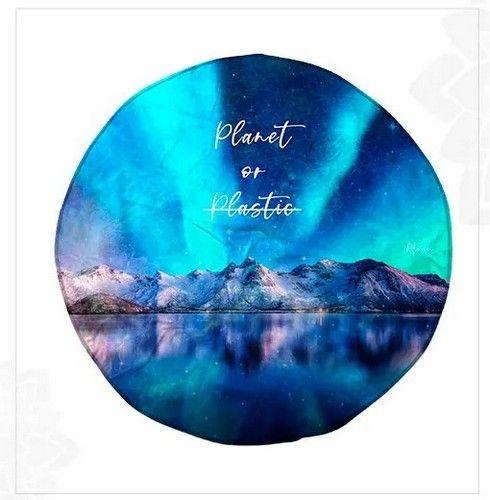PLANET OR PLASTIC ROUND BEACH MATS unisex Eco-friendly round towel sand free nature inspired made from recycled plastic bottles reconditionné - Reebelo France