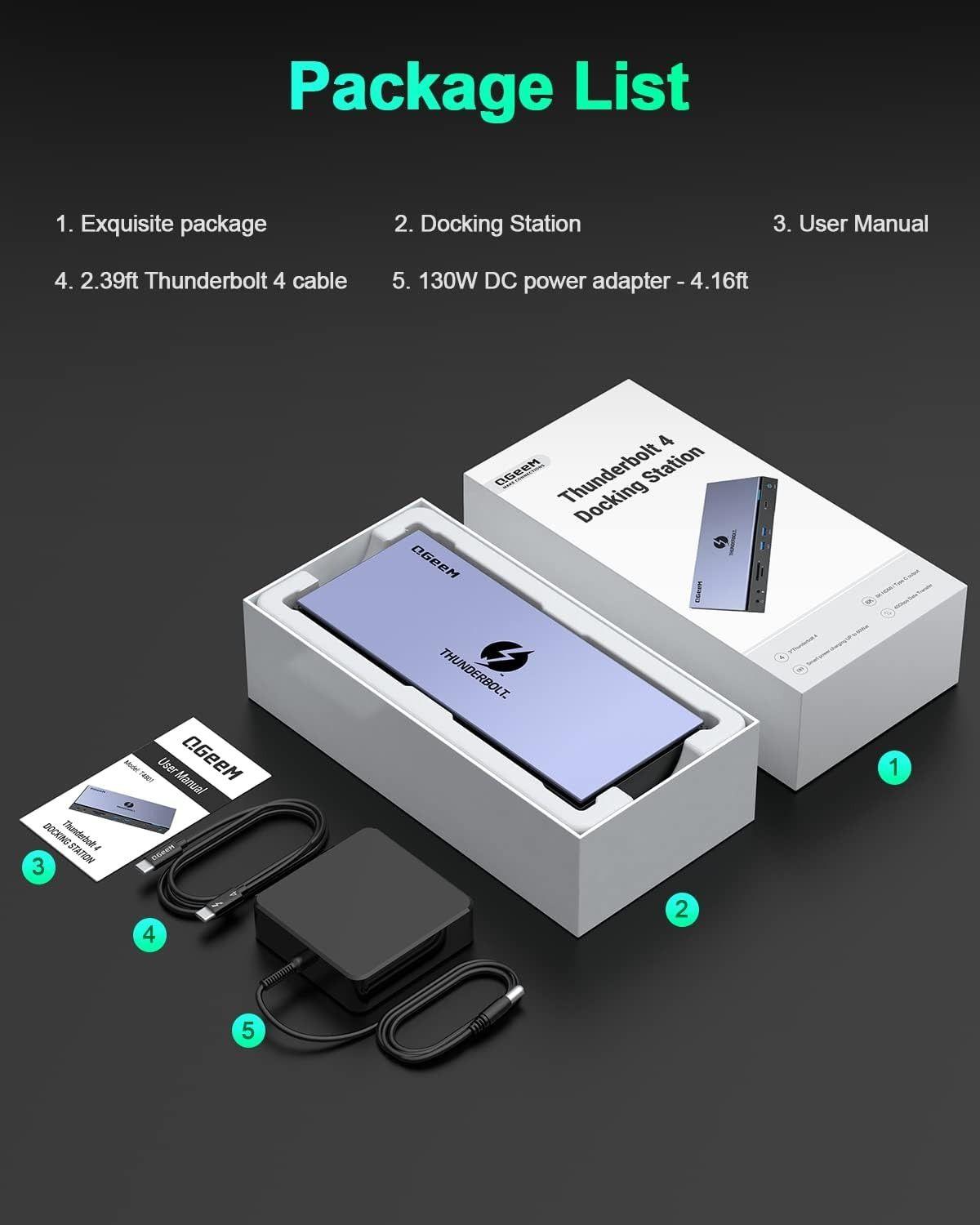 QGeeM 16 in 1 Universal USB C Thunderbolt 4 Docking Station reconditionné - Reebelo France