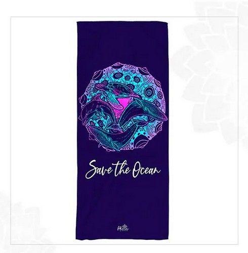 SAVE THE OCEAN BEACH TOWEL unisex Eco-friendly beach gym camping towel sand free made from recycled plastic bottles reconditionné - Reebelo France