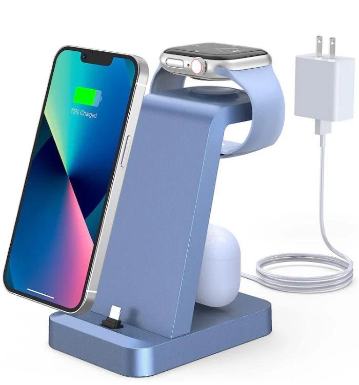 Station de Charge Woruda 3-en-1 Support de Charge Sans Fil Rapide pour iPhone et Appareils Multiples reconditionné - Reebelo France