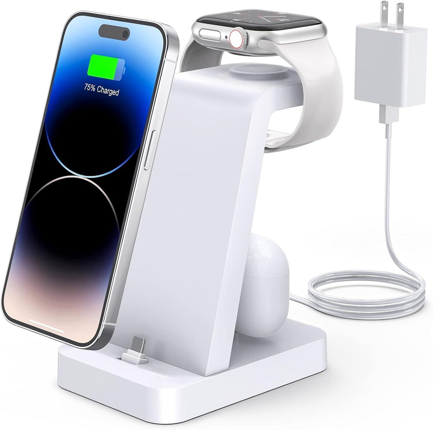 Station de Charge Woruda 3-en-1 Support de Charge Sans Fil Rapide pour iPhone et Appareils Multiples reconditionné - Reebelo France